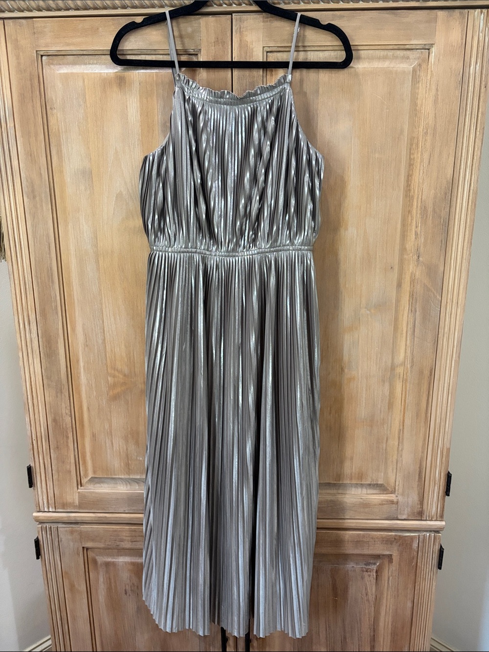 Banana Republic Metallic Pleated Midi Dress